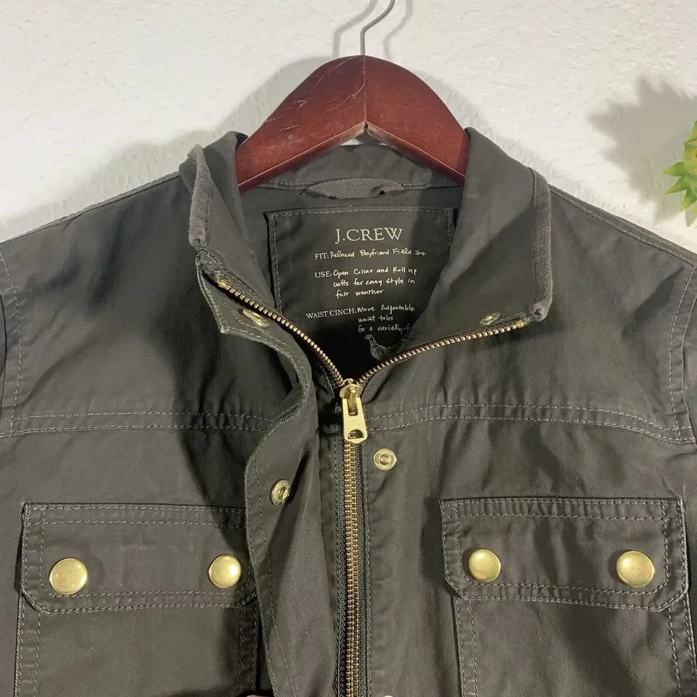 J. Crew Resin Coated Twill Field Olive Green Jacket XS Women’s